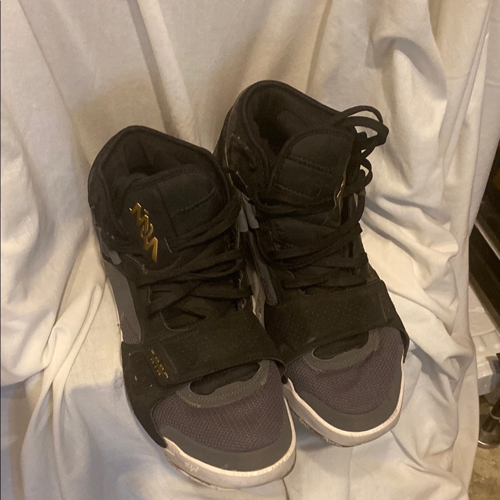 Black and Gold High-Top Sneakers